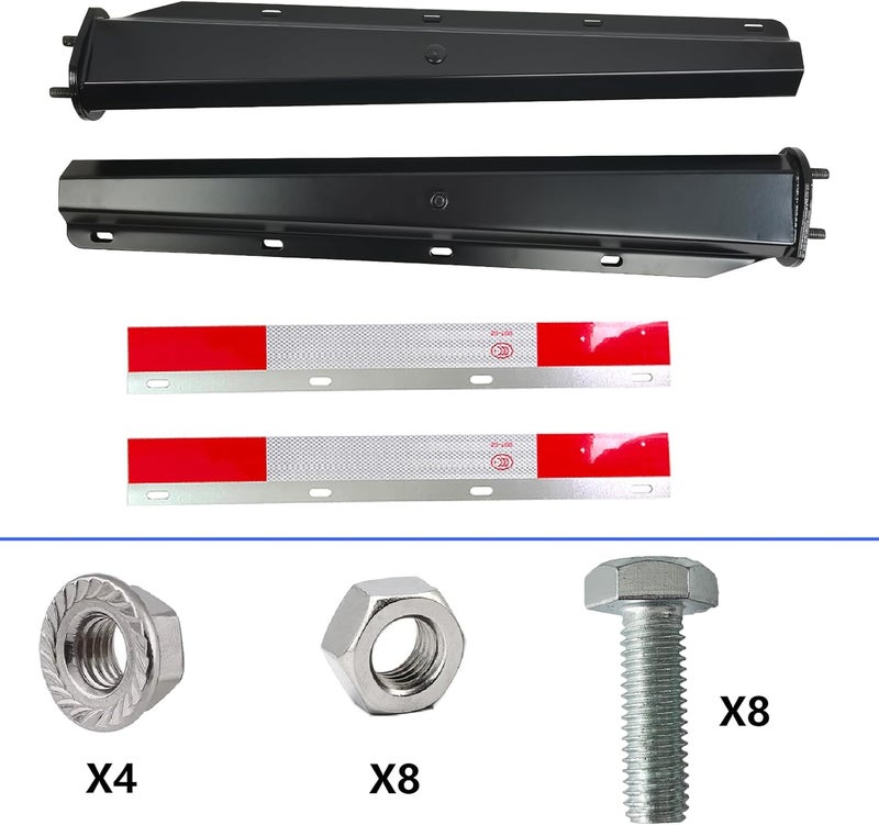 GaeaAuto Black Straight Spring Loaded Mud Flap Hanger Set 2.5" Bolt Spacing 30" Length with Aluminum Reflective Tapes fit for Semi Trucks Trailers, 2 pcs - Image 5